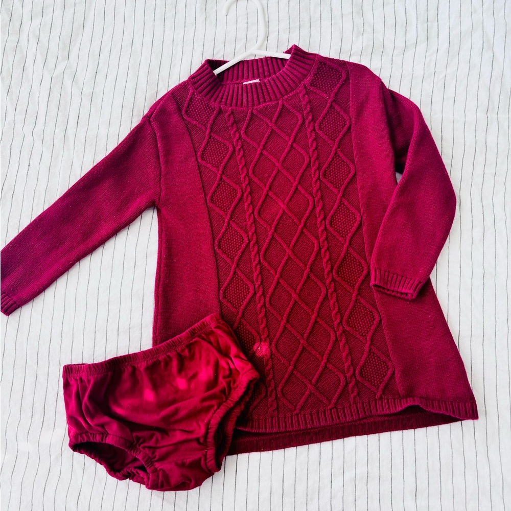 Cable Knit sweater dress and bloomers set Carters 24 month
